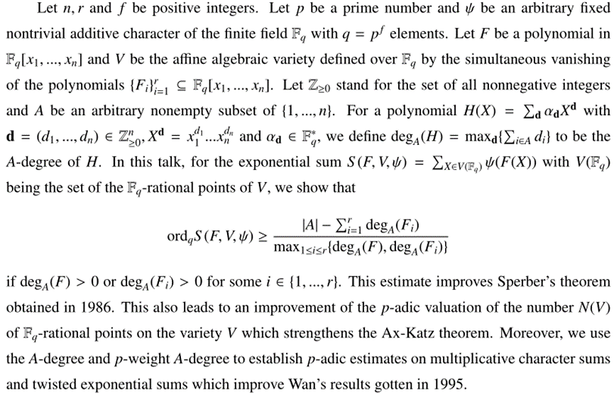  603 improvements of p adic estimates of exponential sums 